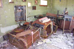 Old projector and booth remains.
