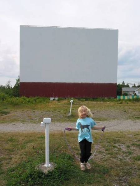 This photo of my daughter jump roping in front of the Cape-Breton Drive-In. We took look during the day and went to the show that same evening. Tuesday night special - car load $5.99 - 2 movies. Cannot beat that deal!