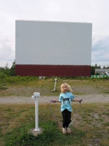 This photo of my daughter jump roping in front of the Cape-Breton Drive-In.  We took look during the day and went to the show that same evening.  Tuesday night special - car load $5.99 - 2 movies.  Cannot beat that deal!