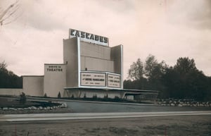 Cascades Drive-In, circa 1949. It was actually in Burnaby, British Columbia, on the border of Vancouver.