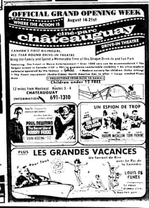 Grand Opening
Note: they lied, they closed in November for the winter and movies were in French only until 1980