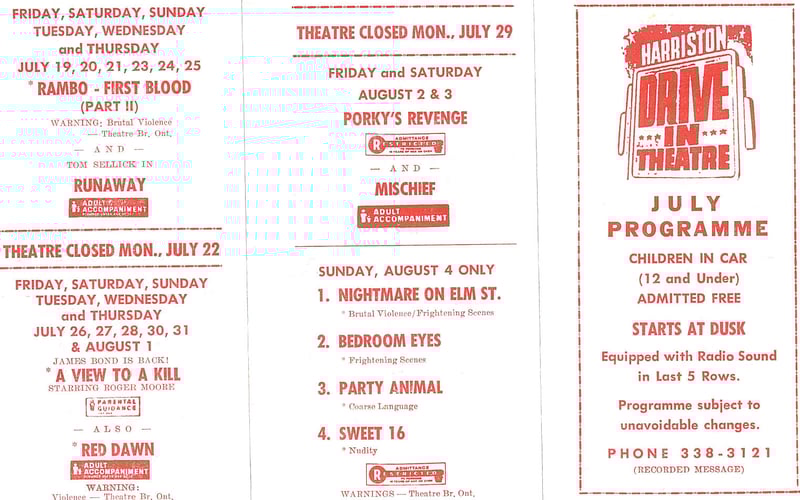 July 1985 schedule (1 of 2)
