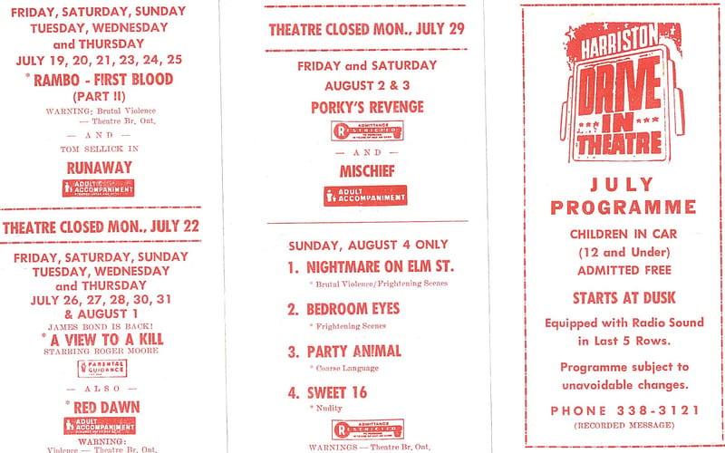 July 1985 schedule (1 of 2)
