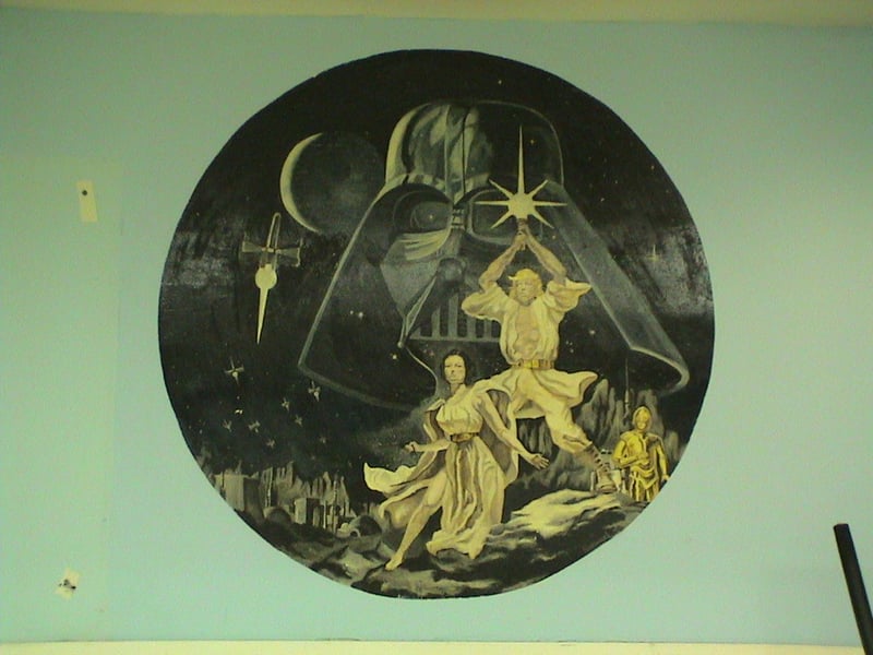 picture of the 2 star wars painting inside the concession painted in 1978