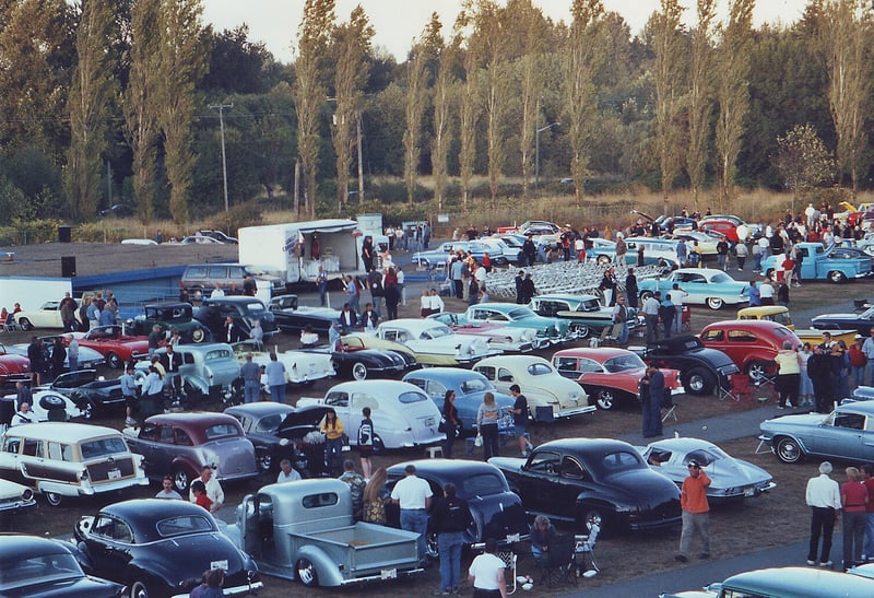 Langley Cruise-In night.  The trailer and chairs in the middle were fora wedding before showtime.