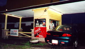 Larry Baxter at the box office; taken in June, 2000