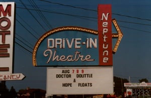Entrance sign to Neptune Drive In