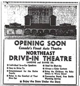 Coming Soon ad for the Northeast Drive-in from the Toronto Star.