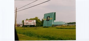 Front of screen 1 and sign