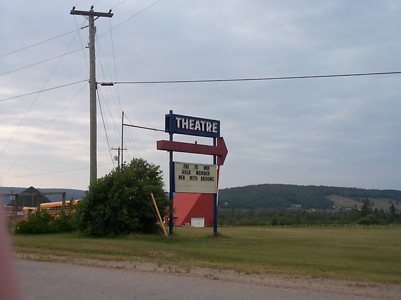 marque with screen tower in background