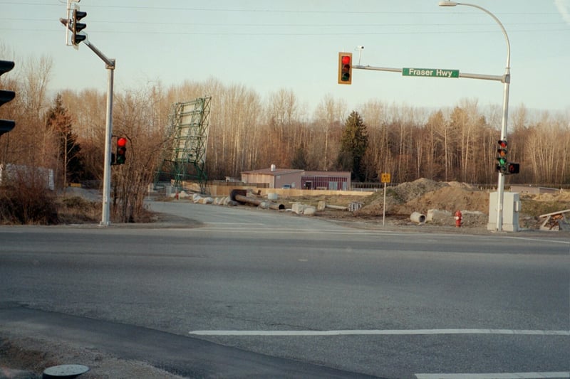 The new stoplight, 260th & Fraser Hwy. The marquee will be on the right corner.