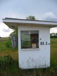 Windy Acres Drive In tiny box office. The Drive In was not open, and looked to have been closed for a few years.