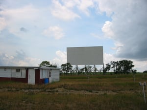 Windy Acres Drive In field and screen. The Drive In was not open, and looked to have been closed for a few years.