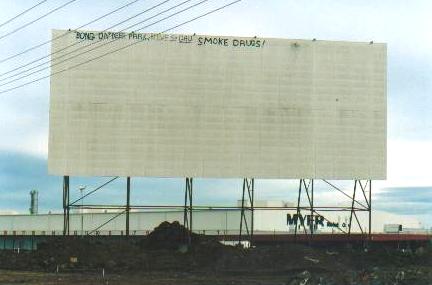 In a slightly reduced size from what you see here, this screen is now at field two at Dromana, minus the "Bong on Deer Park - smoke drugs" graffiti!