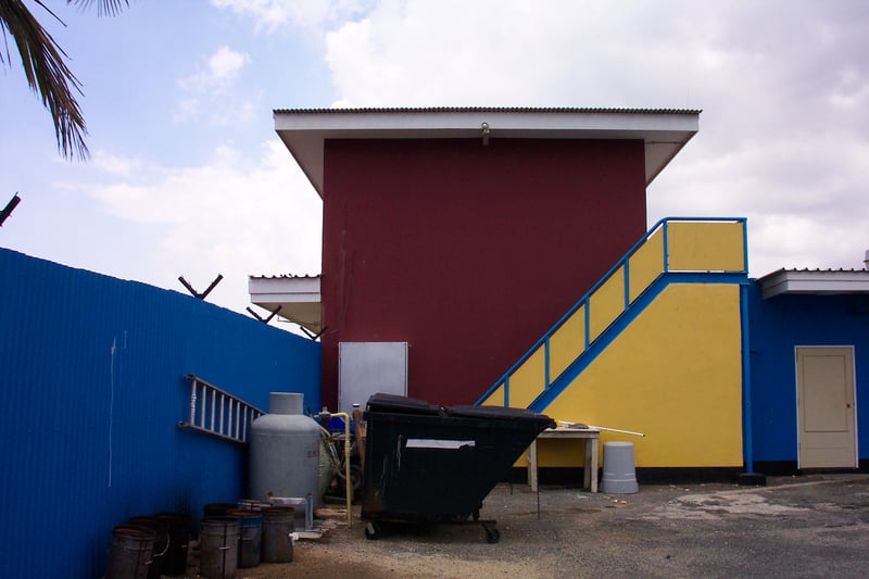 stairs to second floor projection booth.