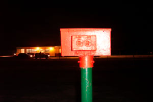 Backside of row marker with electric outlet.  I'm sure they were not used for in-car heaters!