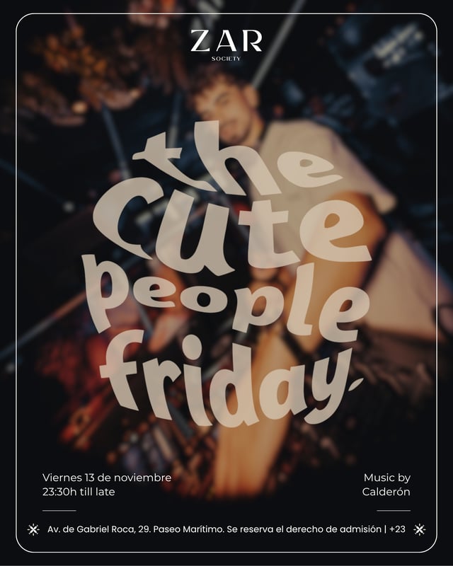 Cartel de The Cute People Friday en Zar Society