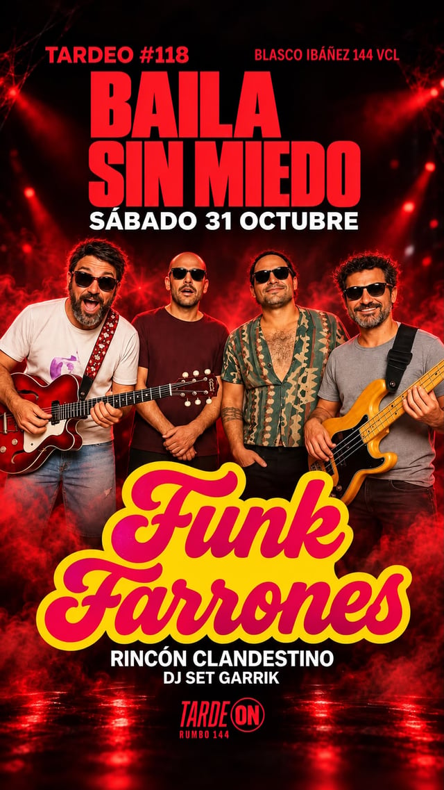 Cartel de Tardeo Sábado | FUNK FARRONES en Concierto en Rumbo 144