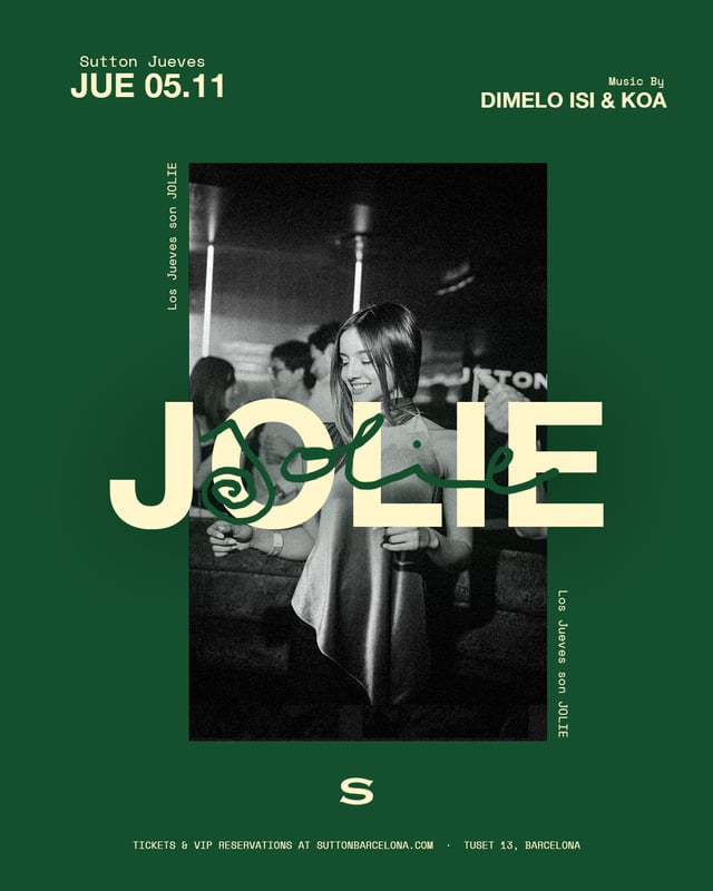 Cartel de Jolie Thursdays en Sutton Barcelona