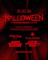 Cartel de Marina & Playa Palapa ;Tarde y Noche Halloween Freyja - Luigi Nieto - Saldivar en Marina Beach Club
