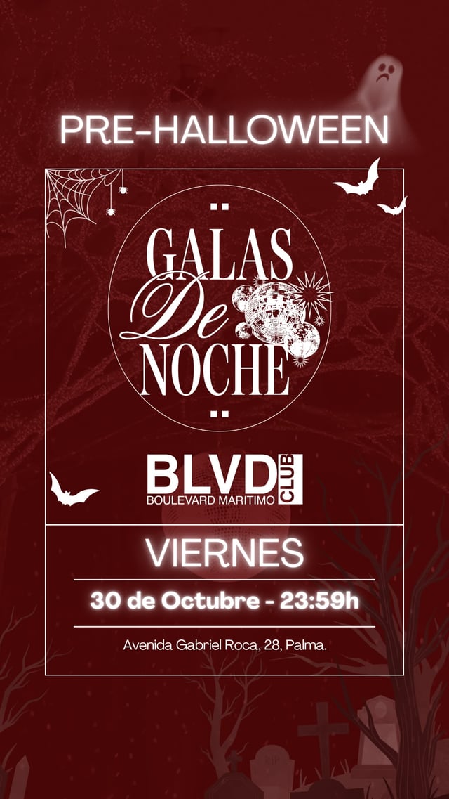 Cartel de Halloween +16 Galas de Noche en BLVD