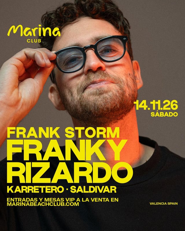 Cartel de Marina: Tarde y Noche Franky Rizardo en Marina Beach Club