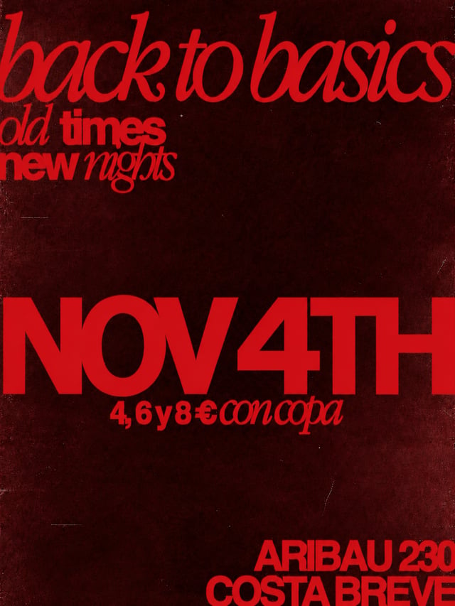 Cartel de BACK TO BASICS | Entrada a 4€ en Costa Breve