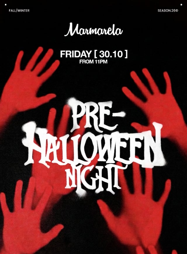 Cartel de Pre Halloween Night en Marmarela
