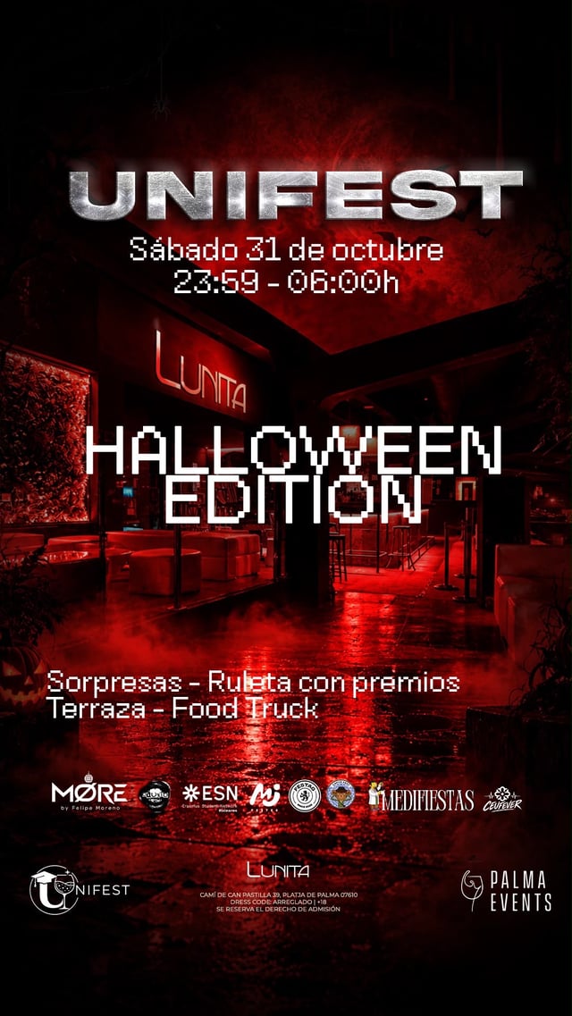 Cartel de Halloween Unifest & Palma Events - Lunita en Lunita