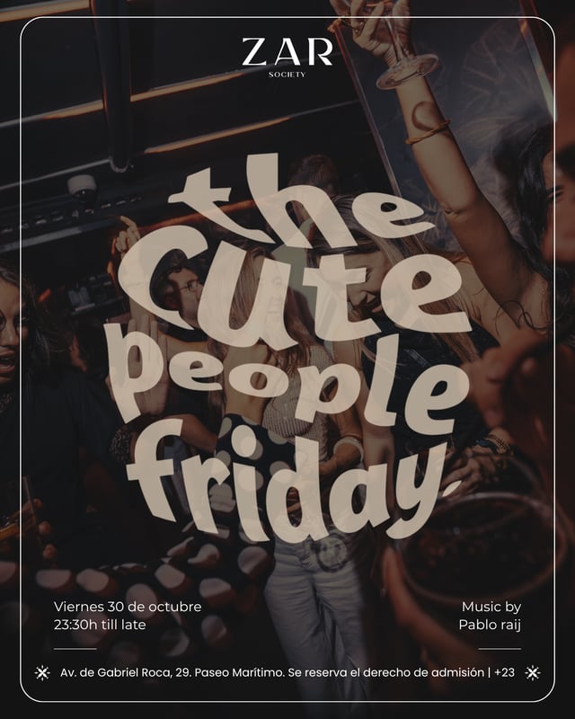 Cartel de The Cute People Friday en Zar Society