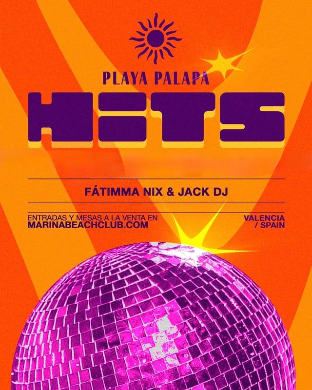 Cartel de Playa Palapa: Noche Hits en Marina Beach Club