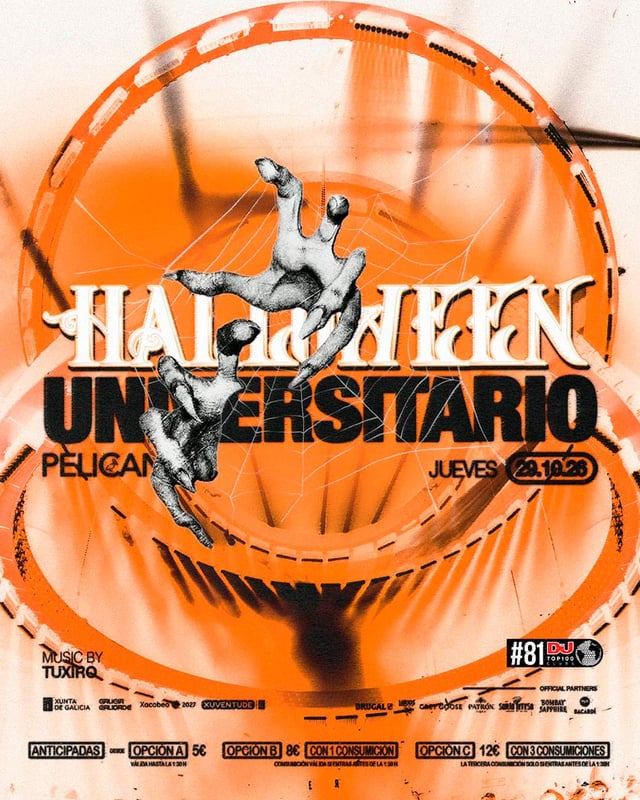 Cartel de Halloween Universitario en Sala Pelícano
