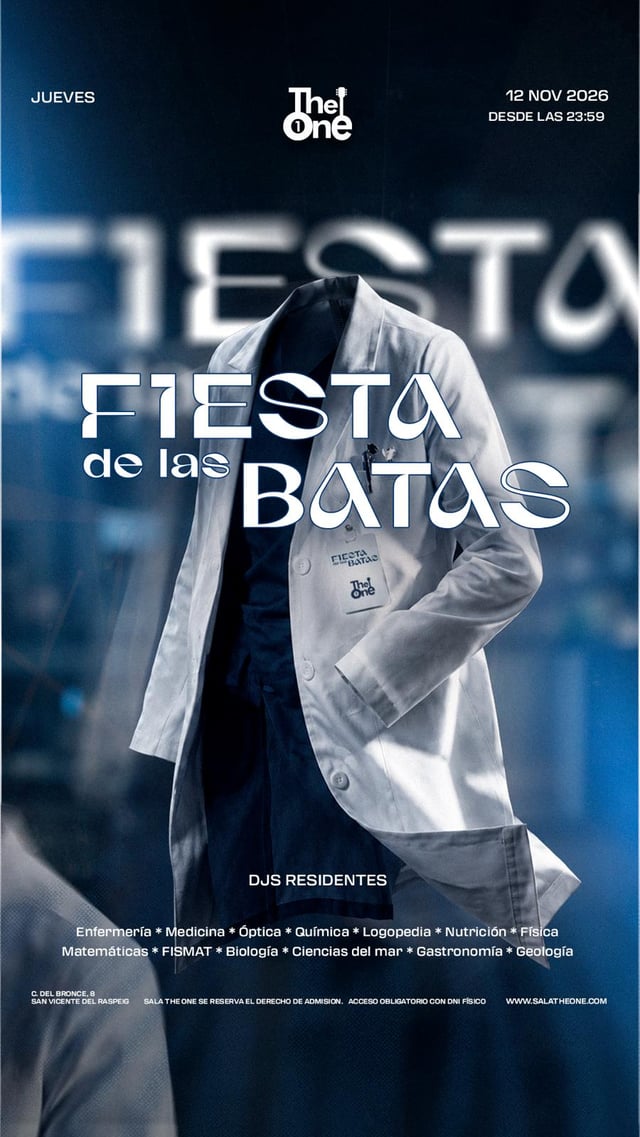 Cartel de Fiesta de las Batas en Sala The One