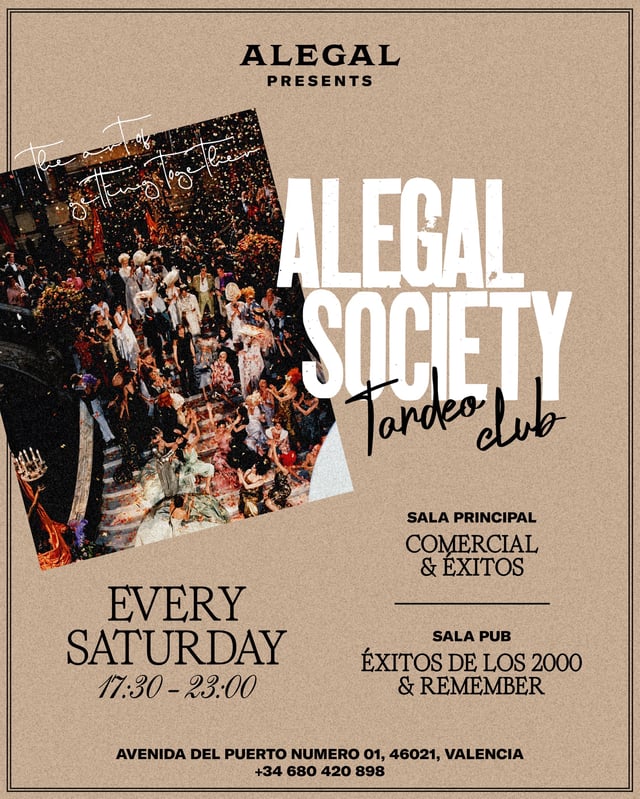 Cartel de Alegal Society | Tarde en Alegal