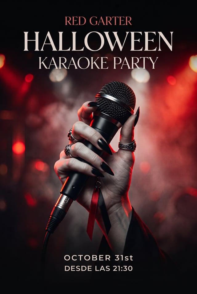 Cartel de Halloween Karaoke Party en Red Garter