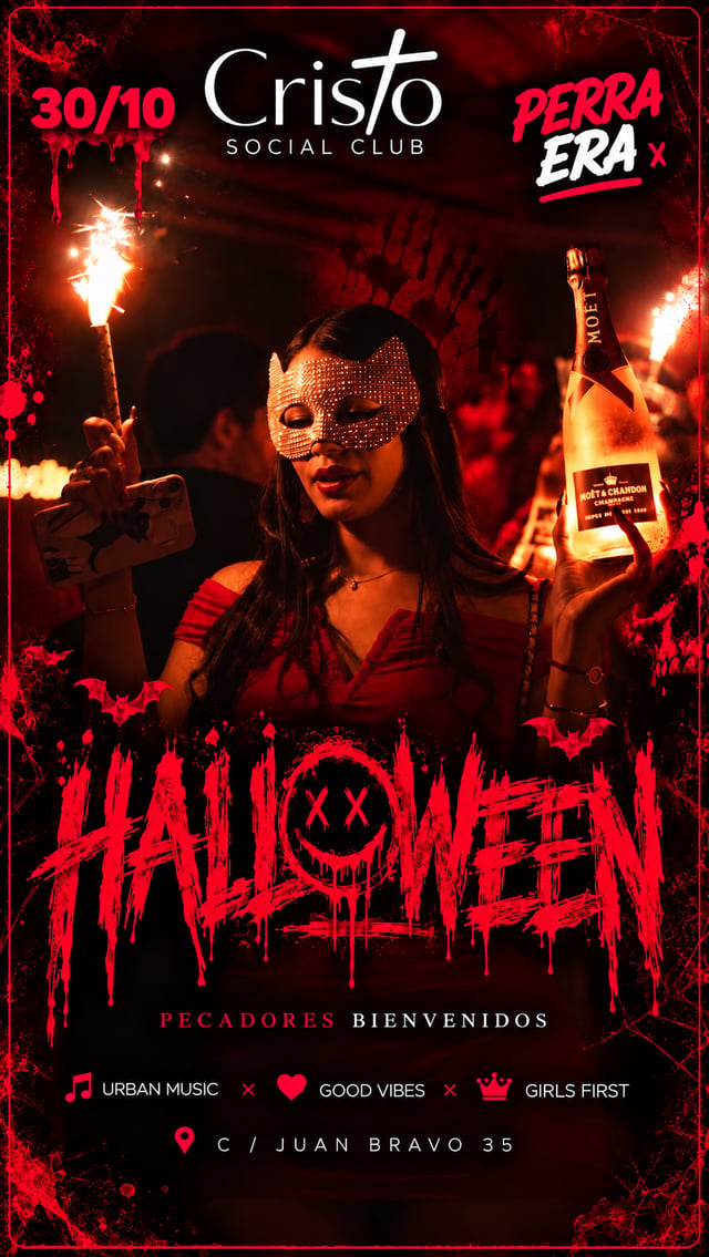 Cartel de Halloween de Perreo en Cristo Social Club