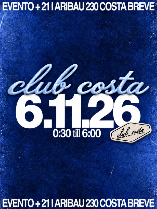 Cartel de Club Costa (+21) en Costa Breve