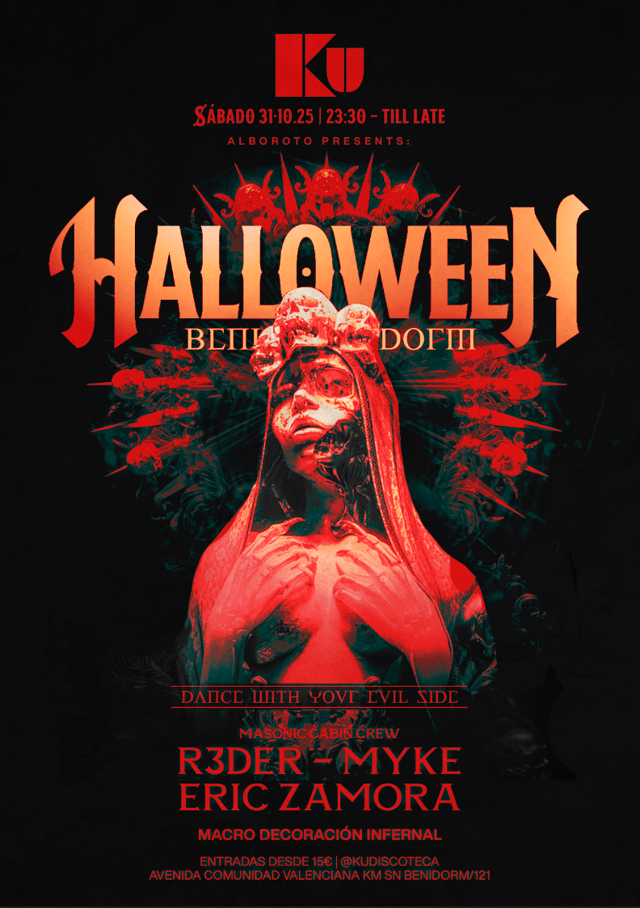 Cartel de Halloween Benidorm 2026: Dance With Your Evil Side en KU Benidorm