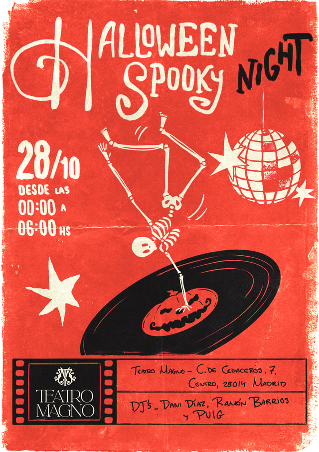Cartel de Halloween Spooky Night en Teatro Magno