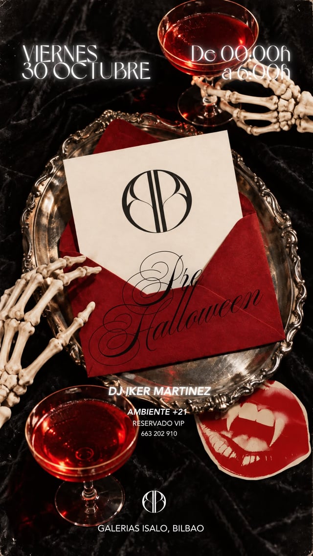 Cartel de Pre Halloween en Bombón Club