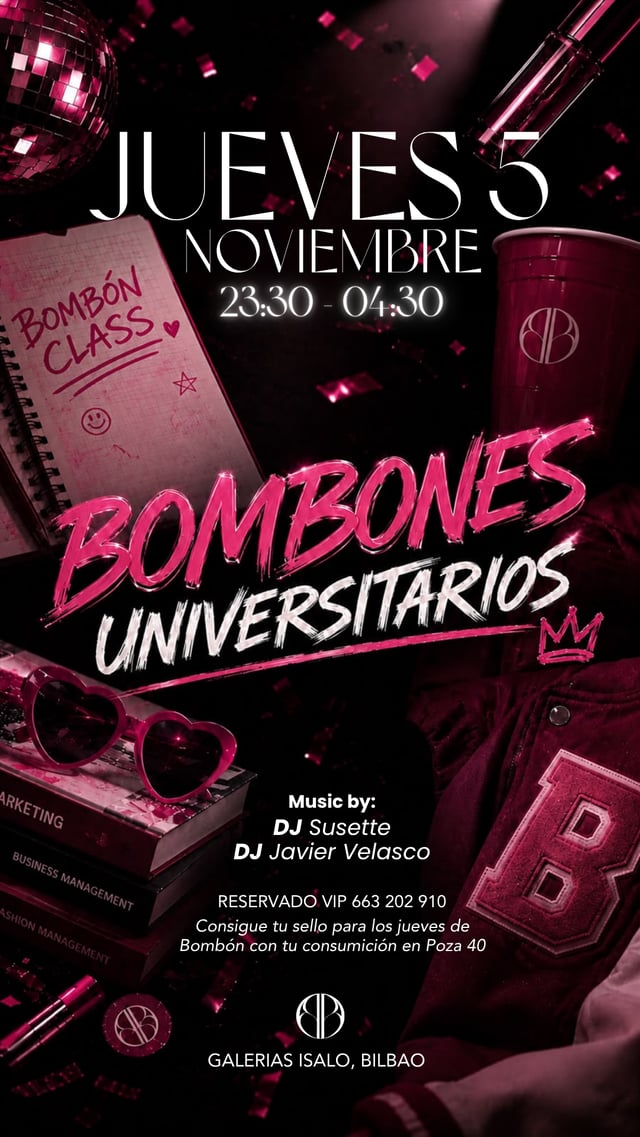 Cartel de Bombones Universitarios en Bombón Club