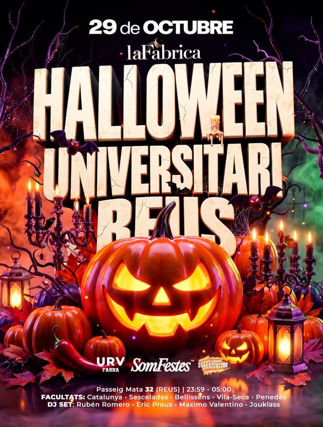 Cartel de La Gran Festa Universitaria de Reus - Halloween en La Fabrica