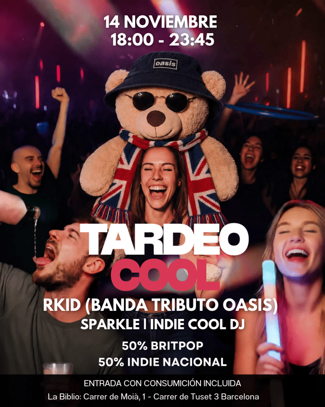 Cartel de Tardeo Cool Oasis - La Biblio - 14 Noviembre en La Biblio BCN