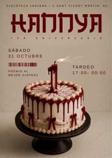 Cartel de 1er ANIVERSARIO HANNYA CLUB - HALLOWEEN BESTIAL! en Indiana