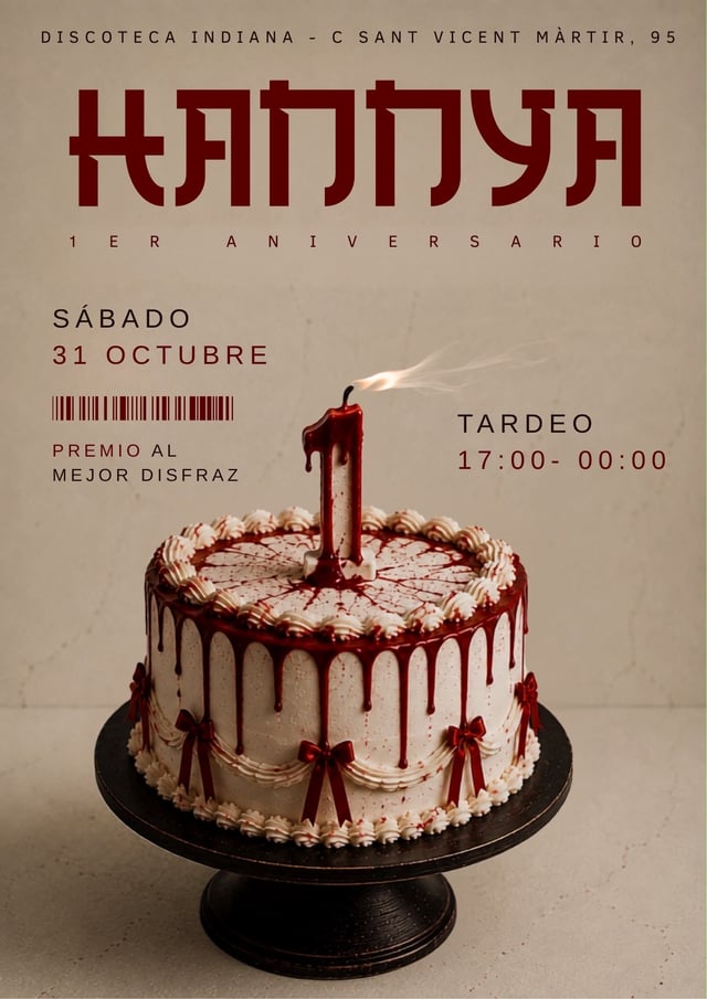 Cartel de 1er ANIVERSARIO HANNYA CLUB - HALLOWEEN BESTIAL! en Indiana