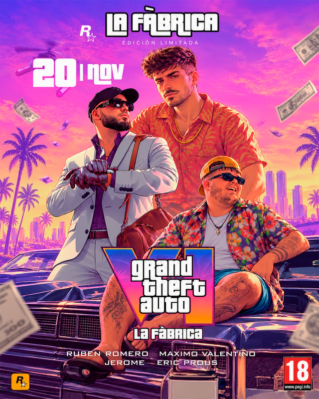 Cartel de La Fábrica Reus X Gta Vi en La Fabrica