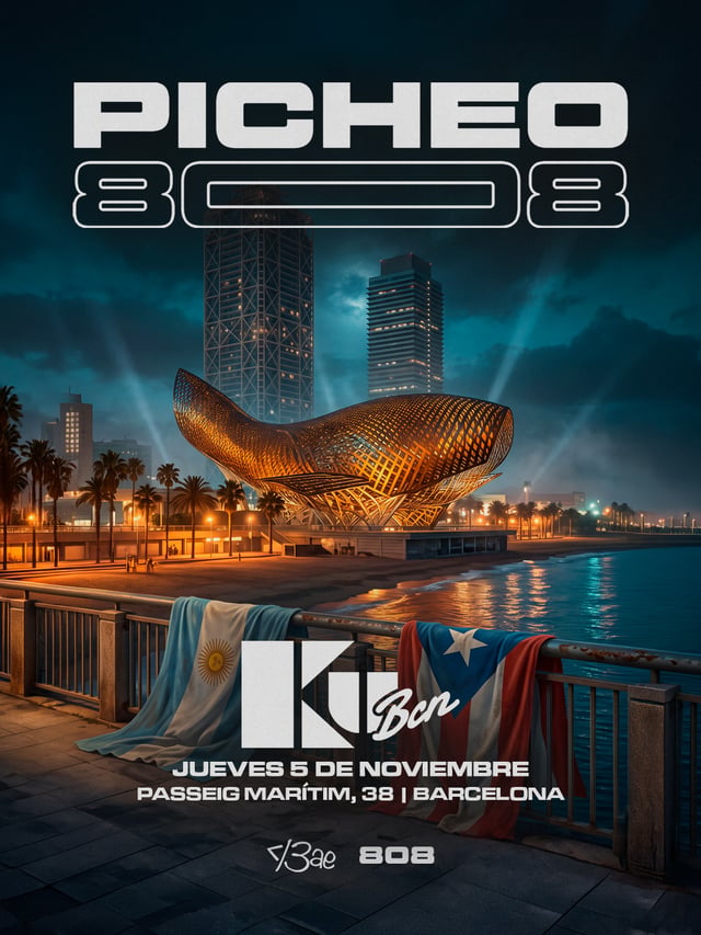 Cartel de PICHEO x BAE en Ku Barcelona