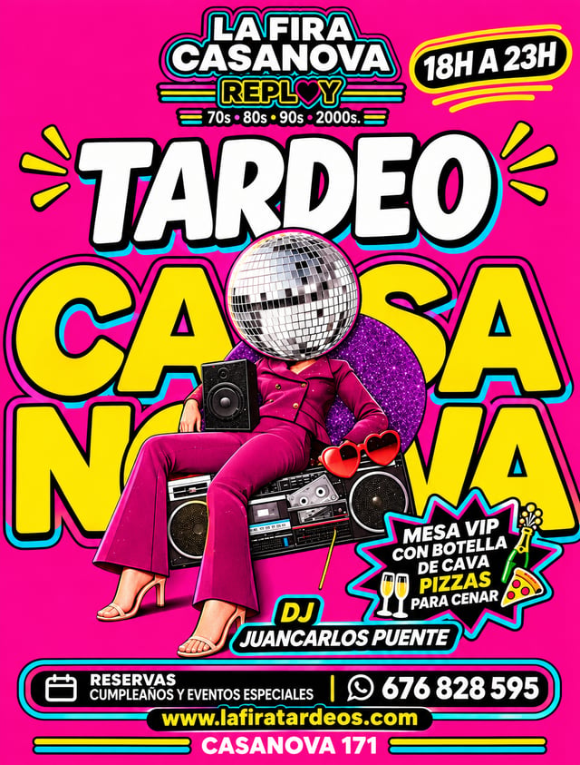 Cartel de TARDEO 70S 80S 90S 00s Fira Casanova (Cumpleaños 676828595) en La Fira Casanova