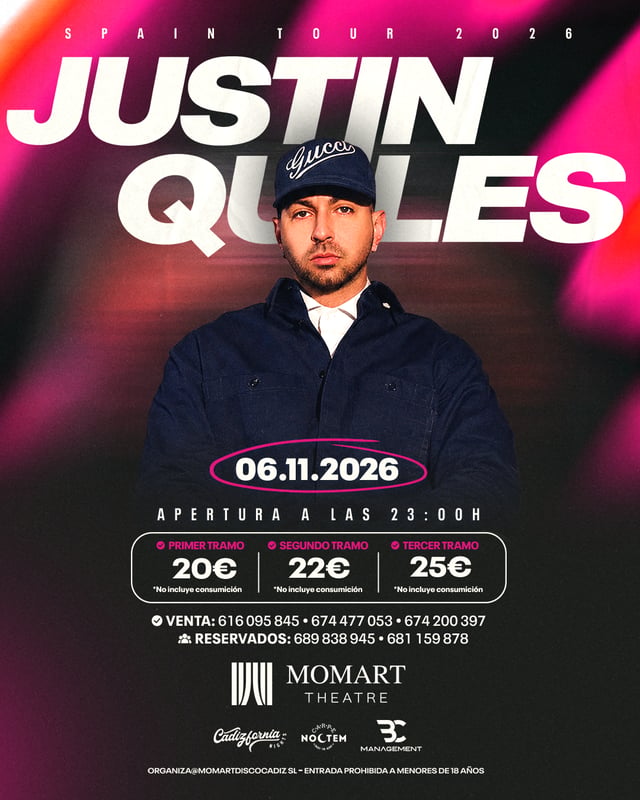 Cartel de Justin Quiles - 6 Nov en Momart Cádiz