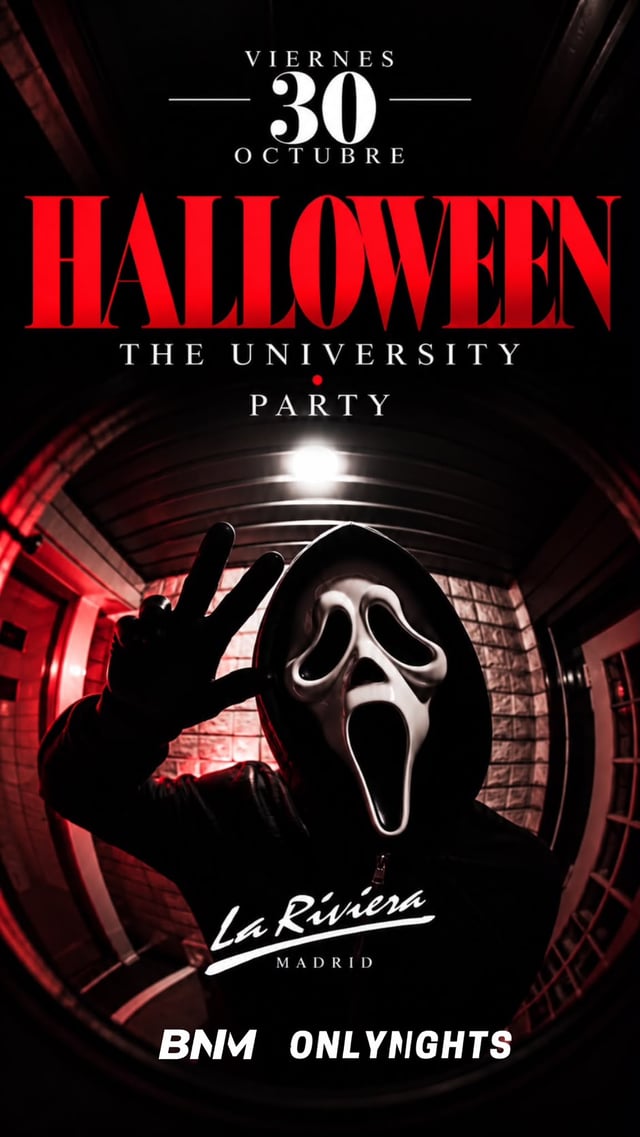 Cartel de Halloween Bnm & Only Nights en La Riviera